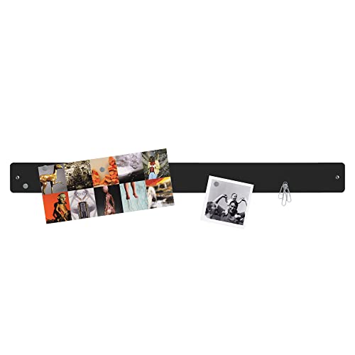Three By Three Seattle 28 X 2.5 Inch Metal Strip Frameless Magnetic Bulletin Board With 12 Magnets For Memos, Photos, Lists, And More In Office, Home, Or School Décor (Black) #TOP1