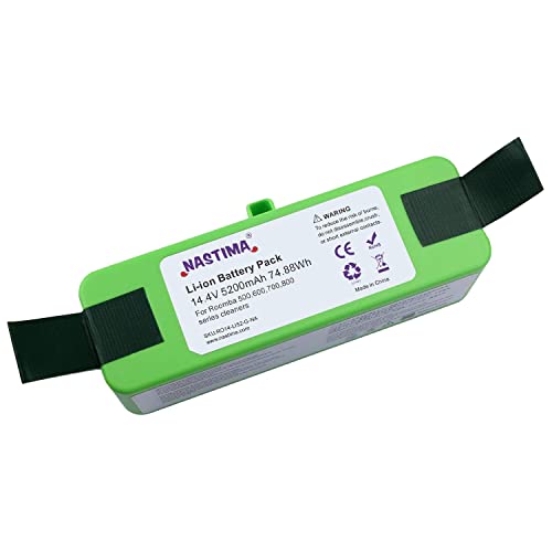 NASTIMA Xlife 14.4V 5200mAh Batería de Iones de Litio Compatible con iRobot Roomba 985 980 960 895 890 880 870 860 790 780 770 760 695 690 680 675 650 640 620 614