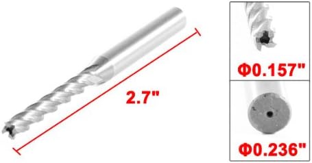 sourcingmap 4x6x30x68mm Helical Groove 4 Flutes HSS-AL Cutter End Mill Gray - Image 3
