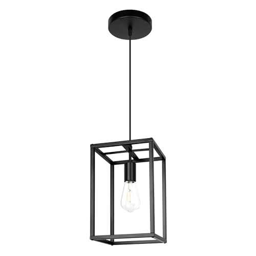 VONCI Moderne Schwarze Rechteckige Käfig 1-Licht E27 Pendelleuchte...