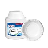 [100 Count] Basix Disposable 5 Oz White Plastic Dessert Bowls, Microwavable, Great For School, Take Out, Events, Home, Office, Wedding, Parties, Or Everyday Use, 1 Pack