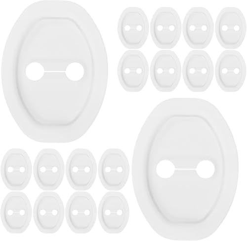 20pcs Car Door Latch Lock Protectors White Rubber Vehicle Door Striker Covers Universal Fit Noise Reduction Car Accessories for Most Vehicles