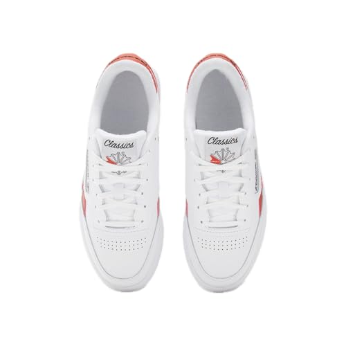 Reebok Women's Club C Revenge Sneaker, White/White/Brick Red, Size 9.5