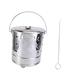 AKOOSY 2 Stück Teiliges Edelstahl Verbrennungsfass Haushalt Brennofen mit Lüftungslöchern Platzsparend Langlebig Silberfarben für Garten und Müllverbrennung