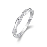 Whoiy Anillos de mujer de oro auténtico, anillos de oro blanco, anillos de compromiso con moissanite, elegante anillo de aniversario para mujer, 47 (15.0), Metal precioso Piedra preciosa, Moissanita