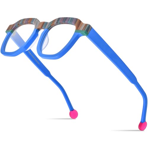 Image of HEPIDEM Multicolor Acetate Glasses Frame Women,Oversize Round Optical Eyeglasses