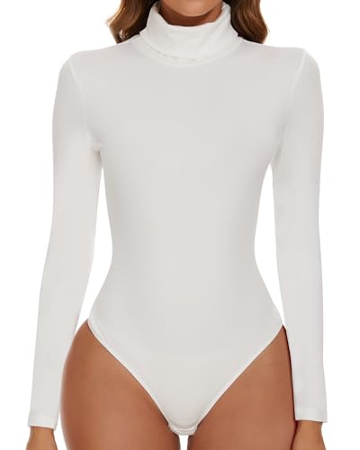 Body con cuello de tortuga HHRFCS de manga larga ajustable para mujer elegante
