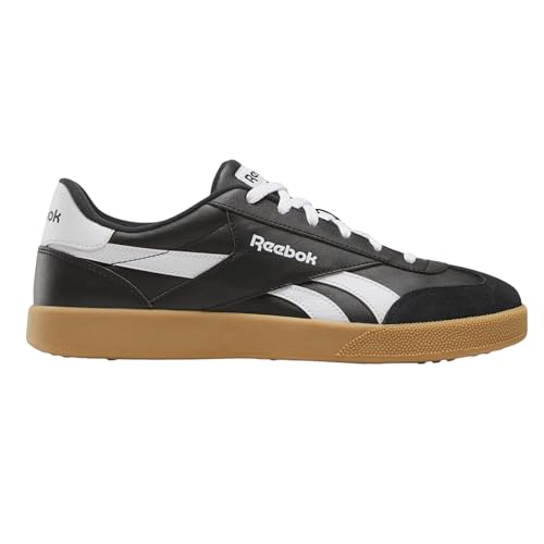 Reebok Sneaker unisex per adulti in pelle scamosciata con bordo smash, nero/bianco/gomma, 11 Women/9.5 Men