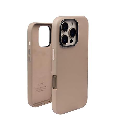 Image of Mag Noble Series Case for iPhone 16 Pro Max Compatible with MagSafe Wireless Charging | Premium Leather Texture | Shockproof Slim Protective Cover | Desert Titanium Edition