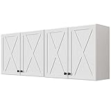 Furnaza Farmhouse Large Wall Cabinets - Upper Kitchen Laundry Wall Amount Storage Cabinets with Doors and Adjustable Shelves,in 30' Wx24 Hx12 Dx2Pcs