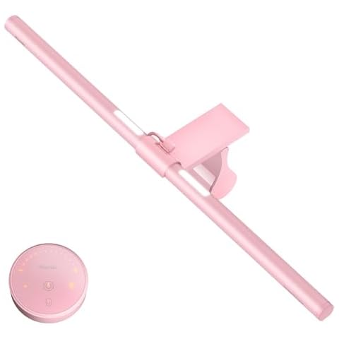 Quntis Pink Monitor Light Bar with Remote, Eye-Care No Glare, Space Saving Computer Desk Lamp As Gifts for Girls, Stepless Dimming, Modern Aesthetic Desk Light Bar for Home Office Gaming Reading Cover