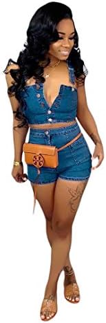 Womens Denim 2 Piece Outfits - Sexy 