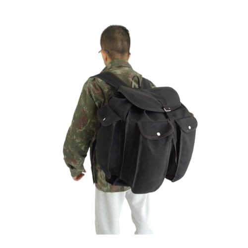 Mochila Lona Caminhão Impermeável 80L Extra G com 4 Bolsos Costura Dupla (PRETO)
