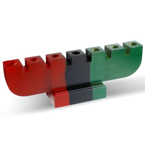 Sliner Kwanzaa Kinara Wooden Candle Holder Handmade Wood Tapers Candles Holders Africa Table Ceterpiece Taper Candlesticks Holders for Home Celebration Kwanzaa Party Decor(Mixed Color)