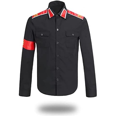 Mens Fashion Shirt Cosplay Costume Style Shirt for M J Dance Fans Imitation Show Fancy Casual Shirts Clothing Men Red White Black Cover