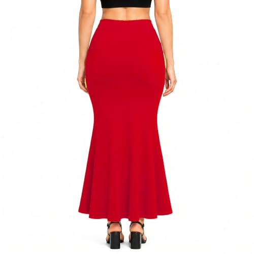 Image of Mogsa Women's Lycra Fishcut Saree Shapewear Petticoat - Tummy Control Slim Fit Stretchable Shaper Skirt with Drawstring & Side Slit for Sarees