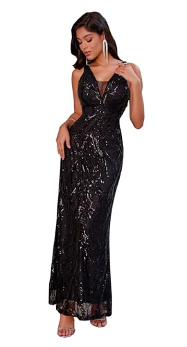 Angel-fashions Damen Pailletten V-Ausschnitt...