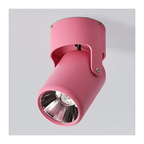 Image of BDSHL COB Spotlight 360° Horizontal Rotation 6 Shell Color Ceiling Light Spot Light 180° Vertical Rotation Wall Light Home Commercial Lighting Downlight (Color : White light, Size : Pink shell-5w)