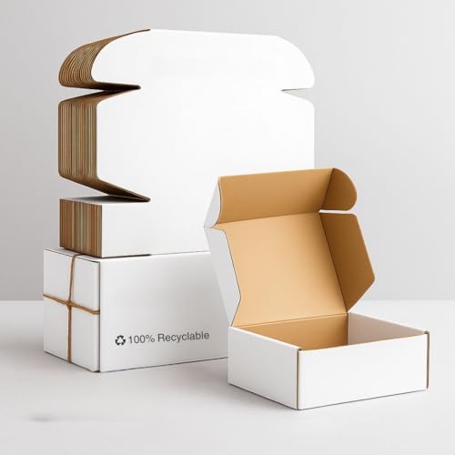 Packgenie 3 Ply White Flap Corrugated Packaging Box 8X4X2 Paper Cardboard for Secure Shipping | Durable & Eco-Friendly Packaging (Pack of 10)
