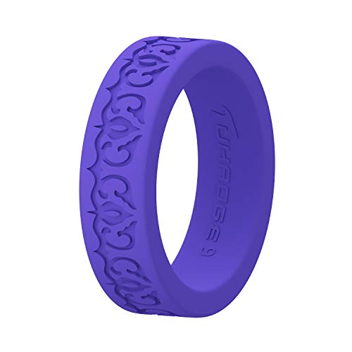 Tuhaoge Silicone Wedding Ring for Women and Men Silicone Rubber Wedding Bands (DeepPurple, 8)