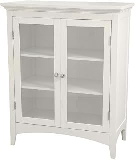 Elegant Home Fashions Madison Collection Shelved Double-Door Floor Cabinet, White