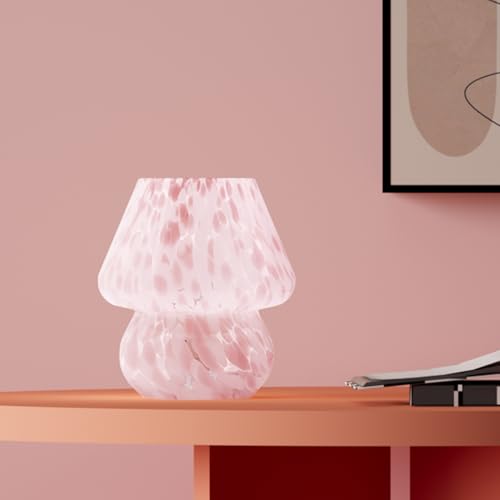 Dawnwake Mushroom Lamp Table Lamp for Bedroom,Small Desk Bedside Lamps for Living Room,Mushroom Decor Cute Mini Modern Mid Century Lamps for Night Stands,Aesthetic Home Living Room Decor(Blush Pink)