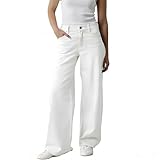 Tissu : mélange de trois types de tissus Polyester+Spandex+Coton, le tissu est doux, respirant, durable, évacuant l'humidité, anti-rides, à quatre sens d'élasticité, confortable à porter, avec l'effet visuel du jean, mais aussi l'élasticité douce et confortable du pantalon de yoga, c'est un type de pantalon indispensable, vous méritez d'avoir ce jean large pour femme.