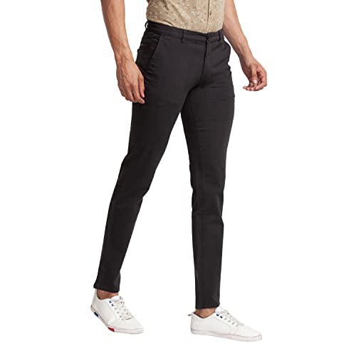 Image of Parx Men's Cotton Blend Yarn Dyed Pattern Low Rise Tapered Fit Flat Front Casual Trouser