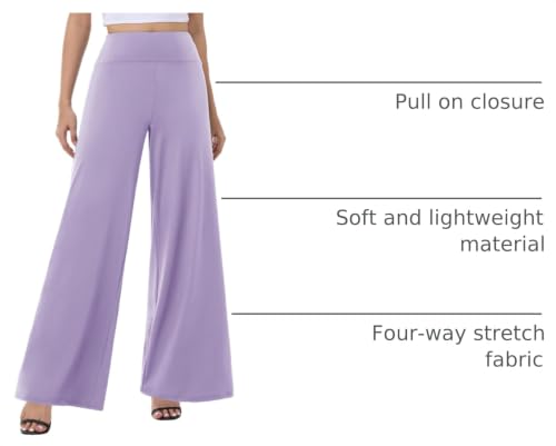 Image of ZOOSIXX Wide Leg Palazzo Pants for Women - High Waist Casual Beach Lounge Pants Loose Flowy Pants Stretchy Trousers