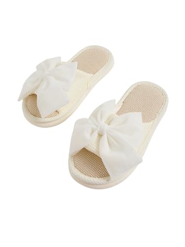 Verdusa Women's Memory Foam House Slippers Cute Bow Slippers Home Shoes