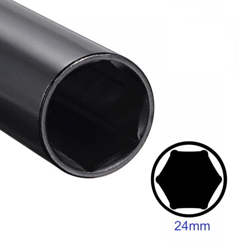 MACHSWON 2Pcs 1/2 Inch Drive - 24mm Deep Impact Socket with 6 Point Design, Heat-Treated Cr-V Steel 200mm Length, Metric Sizes - Image 3