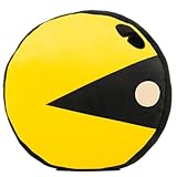 ITEM INCLUDES (FOR AGES 3 AND UP): A PAC-MAN shaped plush decorative throw pillow measures 14 in x 14 in. EASY CARE: To maintain the animated cartoon character's colour and vibrancy, simply spot clean as needed. SOFT PLUSH QUALITY: Crafted with premi...