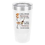 Polar Camel Cat in The Hat-Hennessy 20oz Tumbler - Ringneck Stainless Steel Tumbler Insulated Cup - Vacuum Insulated Tumbler with Clear Lid - Great Travel Tumbler - Premium Stainless Steel Tumblers