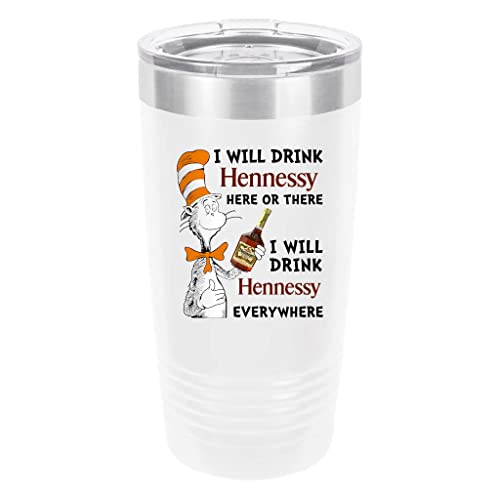 Polar Camel Cat in The Hat-Hennessy 20oz Tumbler - Ringneck Stainless Steel Tumbler Insulated Cup - Vacuum Insulated Tumbler with Clear Lid - Great Travel Tumbler - Premium Stainless Steel Tumblers