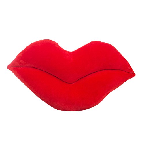 Levinis Red Lip Shape Throw Pillows Soft Velvet Decorative Reversible Pillow Cushion for Bed Couch Office 23.6 x 13.6 Inch