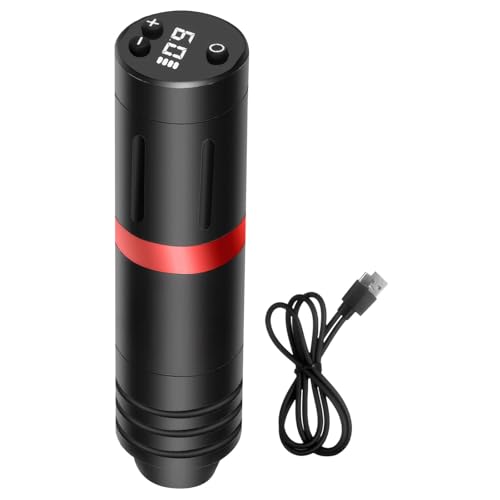yeeplant Máquina de tatuaje inalámbrica con pantalla digital, motor sin núcleo recargable, carrera de 0.15 pulgadas/4.0 mm, 5-12 V