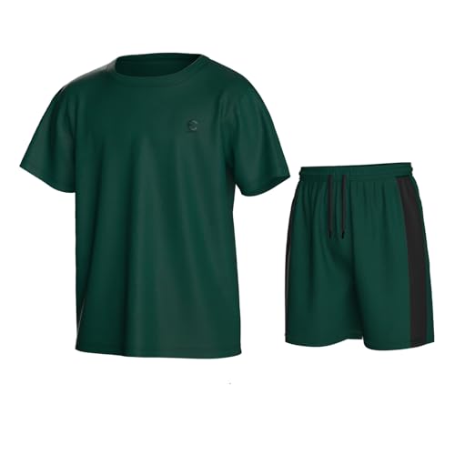 Essenclo Boys Athletic Clothing Sets Conjuntos de Ropa Corta, Hojas Perennes, 13-14 (Pack de 2) para Niños