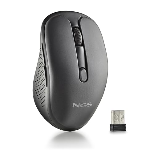 NGS EVO Rust Black   Ratón inalámbrico Recargable de 2,4 GHz para Ordenador/Portátil/MacBook/PC/Mac/iPad/Tablet, Teclas Silenciosas, 3 Niveles de dpi: 800/1200/1600, Diseñado para Diestros, Negro