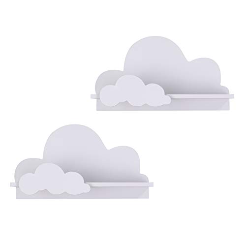 Cloud Shelves for Nursery Or Bedroom - Pair of Handmade Kids Nursery Shelves. Floating Bedroom Baby Book Shelf, Cloud Shelf Nursery Decoration. Available in White, Blue Or Pink