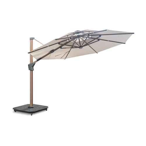 BEDOIN Sombrilla redonda para exteriores, sombrilla voladiza grande, resistente al viento, resistente al viento, para jardín, terraza, piscina y patio, Negro, 350x350cm