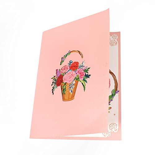 Greeting Art Flower Basket Pop Up Card, 8X6 – 3D Birthday Card For Mom, Mother's Day Card,Pop Up Flower Greeting Cards For Wife, Paper Flower Card, Thank You Card, Thinking Of You, Appreciation Card #TOP5
