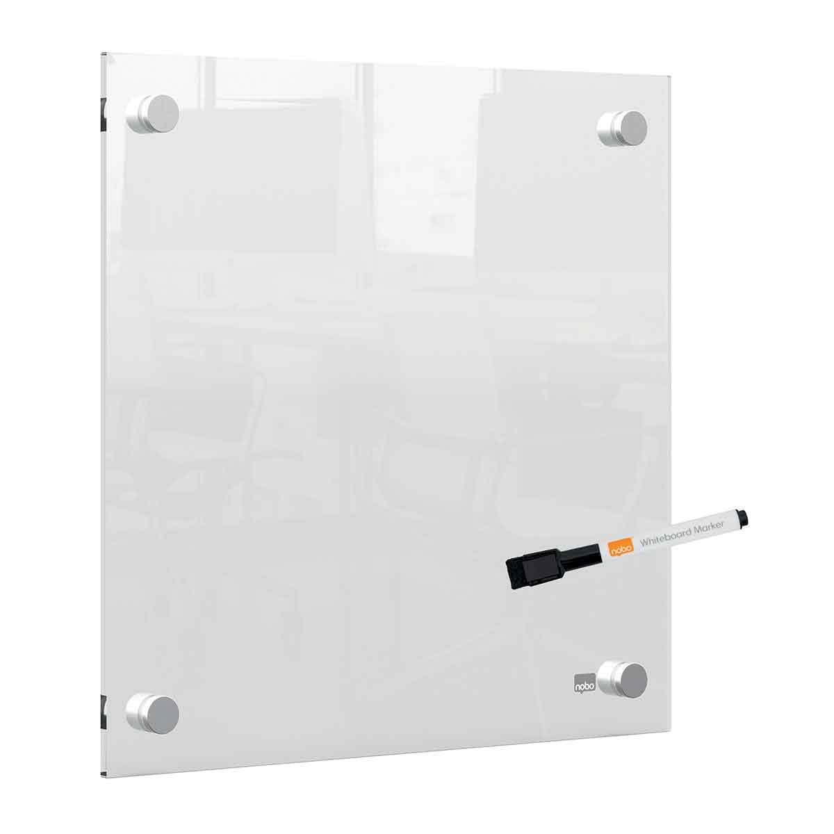 Nobo Mini Lavagna da Parete in Acrilico con Pennarello Incluso, Cancellabile a Secco e Senza Cornice, 300 mm x 300 mm - Bianco