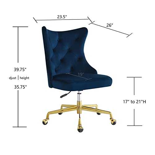 24Kf Velvet Upholstered Tufted Button Home Office Chair With Golden Metal Base,Adjustable Desk Chair Swivel Office Chair - 7081-Navy #TOP1