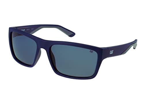 CAT 8021 Polarized Square Sunglasses for Men, Matte Navy, 61 mm, UV400 Protection