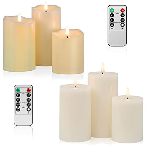 ANGELLOONG Ivory Real Wax Flameless Candles and Plastic Flameless Candles Bundle Cover