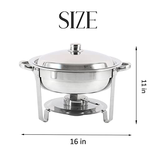 Restlrious Chafing Dish Buffet Set 3 Pack Round Stainless Steel Chafers And Buffet Warmers Sets Full Size W/Water Pan, Food Pan, Fuel Holder And Lid 5 Qt, For Catering Party Event Serving #TOP1