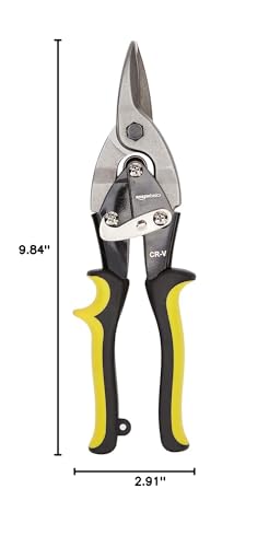 Image of Amazon Basics Straight Cut Aviation Tin Snips, Metal Cutters with Safety Latch
