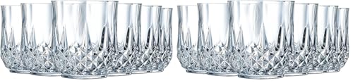 Cristal d'Arques Paris - Collection Longchamp - 6 verres bas 32cl en Kwarx - Brillance, Transparence et Haute Résistance - Moulures Iconiques - Fabriqués en...