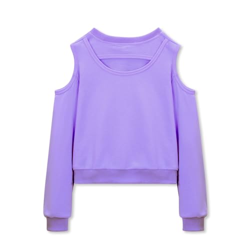 WELAKEN Girls Cropped Sweatshirt Open Back Cold Shoulder Pullover Long Sleeve Top2