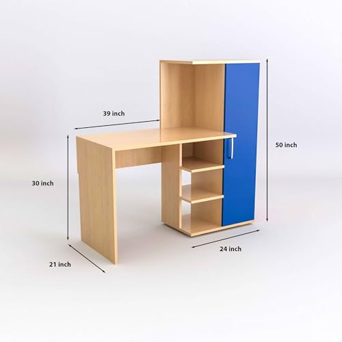 Image of Engineered Wood Office & Study Table for Study Room /Office /Work from Home || Engineered Wood Study Table || Freestanding || (Cream & Blue) |